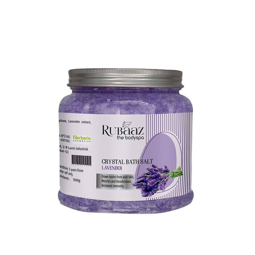 Rubaaz Lavender Crystal Bath Salt  Relaxing Aromatherapy Detox Salt (1kg)